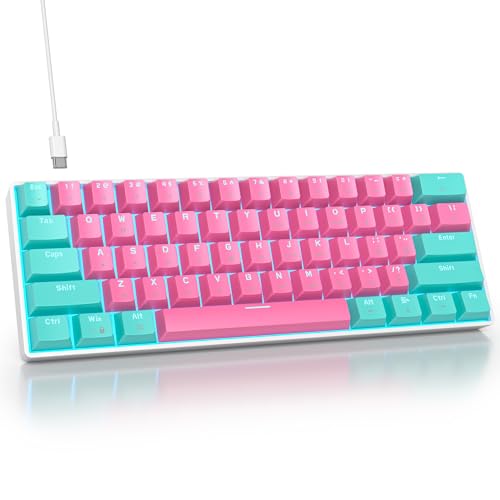 SbocKeeb Teclado mecânico Gamer 60%, teclado mecânico com cabo teclado retroiluminado LED, QWERTY americano Layout para PC/Windows