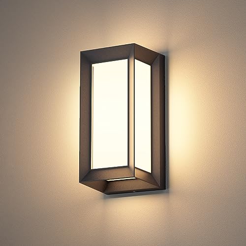 Klighten 20 W Apliques de parede LED exterior interior, luz de parede IP65, candeeiro de parede moderno para entrada de terraço corredor, PC alumínio, 1080 lúmen, branco quente 3000 K, preto