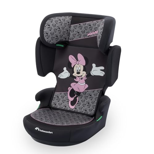 Bebeconfort Disney RoadSafe i-Size, assento elevador de carro encosto, 3,5-12 anos (100-150 cm), cadeira de carro Minnie Mouse, cinto de segurança de instalação, 14 posições de apoio, Authentic Minnie