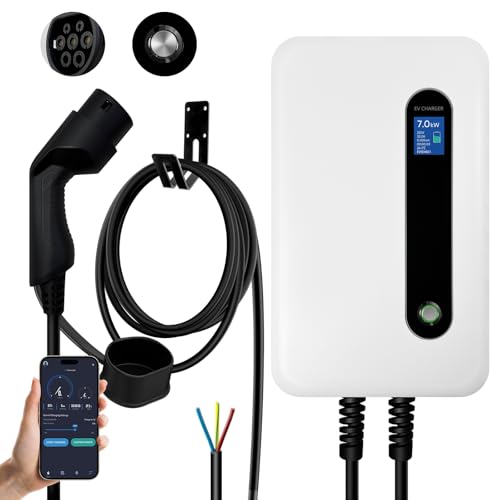 7,2 KW Carregador de carro elétrico com aplicativo, tipo 2 estação de carregamento para veículos elétricos (EV), 32A monofásico (IEC 62196-2) IP66 Wallbox controlável com modelo e outros EV/PHEV