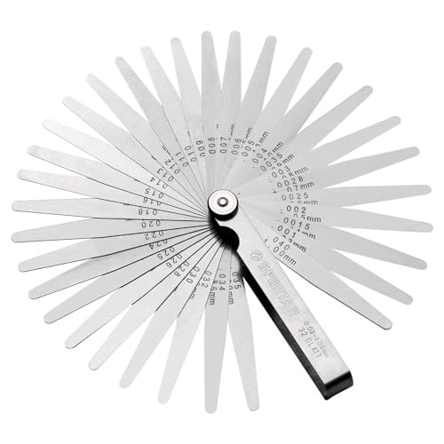Spurtar Galgas de espessura de 32 lâminas de 0,03-1,00 mm/0,001-0,04" de dupla métrica imperial ferramenta e marcação medição de calibre para medir a largura ou espessura da abertura