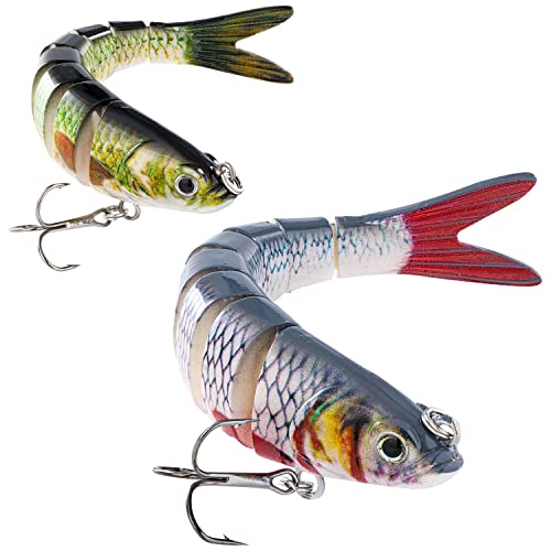 TUXIBIN 2 peças iscas de pesca, iscas de pesca, iscas articuladas, iscas de pinning, realistas multi-articulados artificiais Swimbait de duro anzóis de pesca 27 g / 13,7 cm