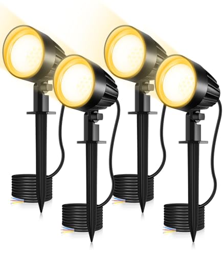 CLV 9 W Focos LED exteriores 4 peças 680 LM luzes LED para exterior 2700 K luz branca quente luz de paisagem de jardim IP66 com cabo de 1 m para caminho, entrada, árvores, plantas, terraço e pátio