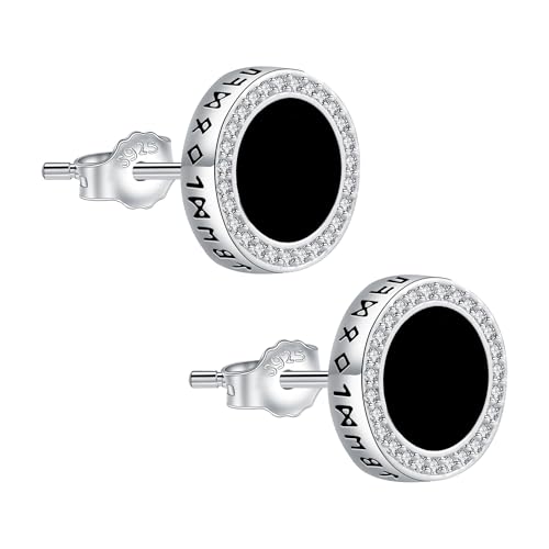 Micory Brincos mulher prata de lei 925 brincos redondos pretos com 3A zircónio cúbico, joias originais presentes