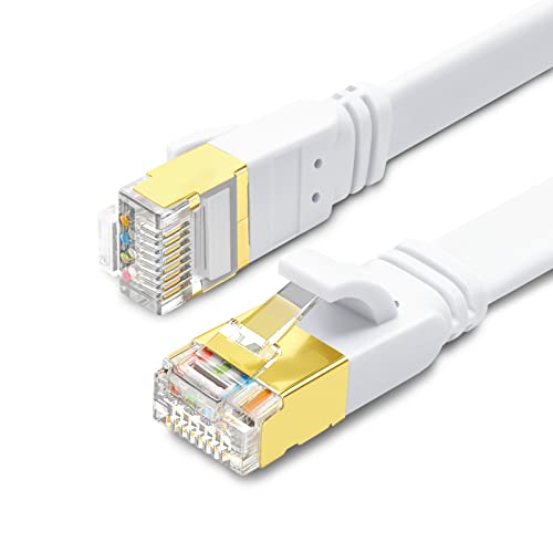 Yauhody 2 peças Cabo Ethernet 1 M Cat 8, cabo de rede plano 40 Gbps 2000 MHz S/FTP LAN cabo internet de alta velocidade blindado RJ45 Patch Cord para PS5 Xbox TV PC modem mais rápido que Cat6/Cat7 (B)