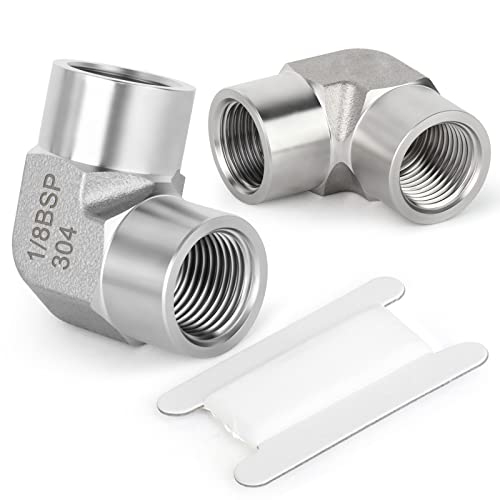 ERGAOBOY 2 peças 1/8" fêmea BSP x 1/8" fêmea BSP rosca aço inoxidável forjado 90 graus cotovelo conector SUS 304 acessórios de tubulação