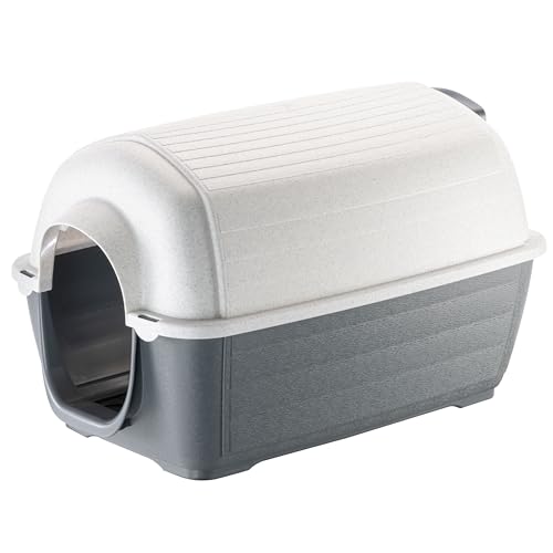 Ferplast Casa de exterior para cães Kenny Mini, resina termoplástica resistente a choques e raios UV, sistema de drenagem de líquidos, grelha de ventilação, 40 x 66 x h 40 cm