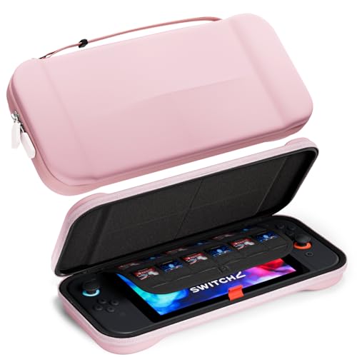 ProCase Funda Protectora Slim para Nintendo Switch 2, con 12 Ranuras para Tarjetas de Juego, Estuche rígido y portátil de Almacenamiento para Consola, Rosa [Nintendo_Switch 2]