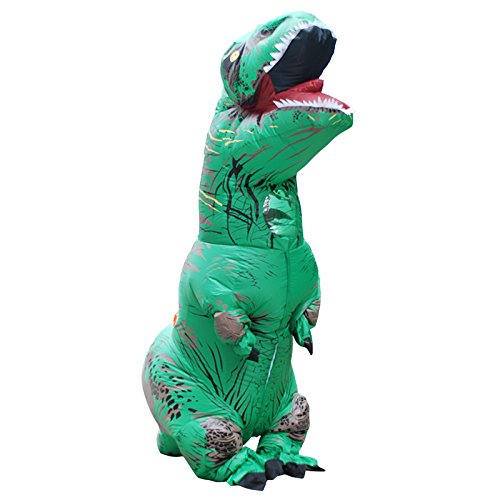 JASHKE Fato insuflável disfarces de dinossauros fato de Trex disfarce de Halloween disfarce de adulto (verde)