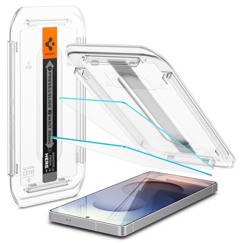 Spigen Glas.tR EZ Fit Protetor de ecrã para Samsung Galaxy S25 Ultra, 2 unidades, instalação fácil, alta definição, dureza 9H, anti-riscos, compatível com capas