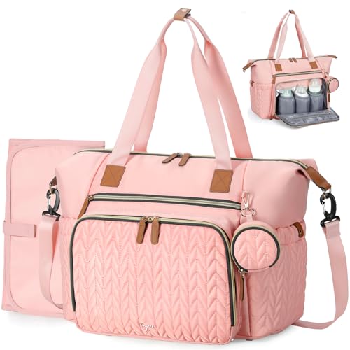 Tonyeee Saco de fraldas, sacos de tiracolo sacos de fraldas grandes impermeáveis, bolsa de hospital para partos, bolsa para bebé com estojo de chupeta, bolsa de viagem para fraldas com trocador