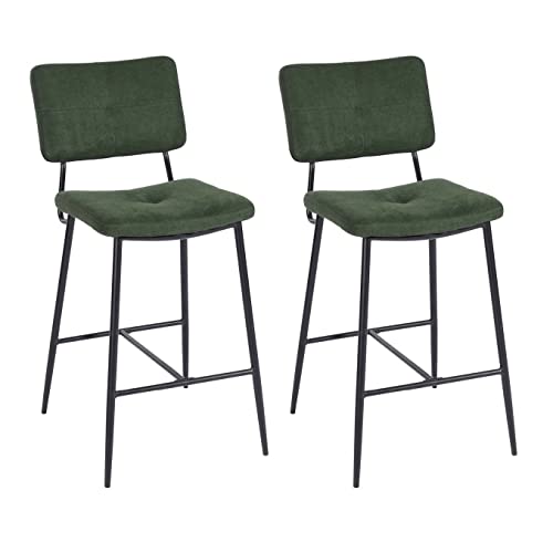 MEUBLE COSY Bancos de bar conjunto de 2, cadeiras de cozinha com encosto e apoio, assento acolchoado de 69 cm de altura, pernas de aço