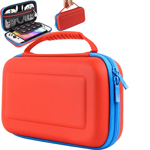 Orzly Capa de transporte para consola Nintendo Switch OLED com acessórios e compartimentos de armazenamento de jogos, capa fácil de limpar em caixa de presente