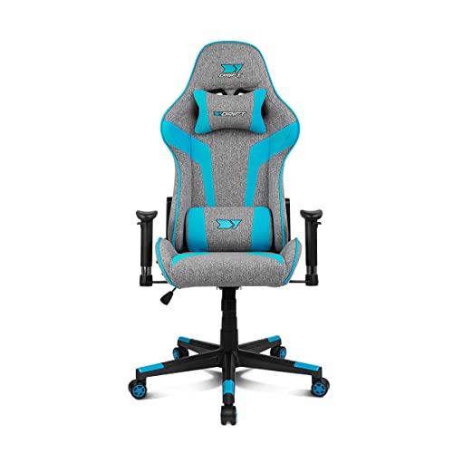 DRIFT GAMING DR90 Cadeira de jogos ergonómica com encosto de cabeça e lombar, encosto reclinável de 135°, braços 2D ajustáveis, tecido respirável, base de nylon e pistão de gás classe 4, cinzento