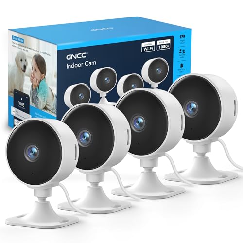GNCC GC3 Pack de 4 câmaras de vigilância doméstica WiFi 1080P, fixas, monitor de bebé/animais de estimação, visão noturna, deteção de movimento e som, áudio bidirecional, nuvem / SD, compatível com