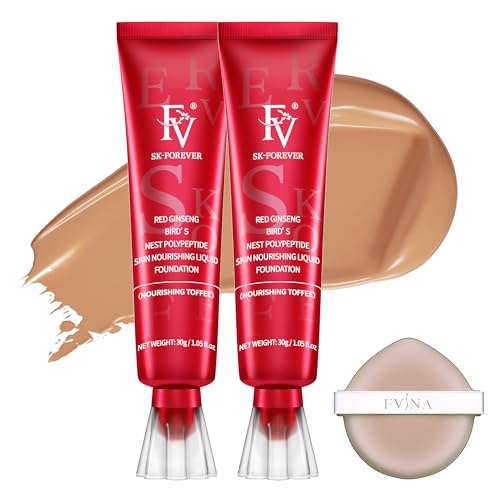 FV 2 peças base de maquilhagem hidratante, acabamento natural e cobertura média, impermeável de longa duração base de maquilhagem pele seca / mista, 30 g, Nourishing Toffee