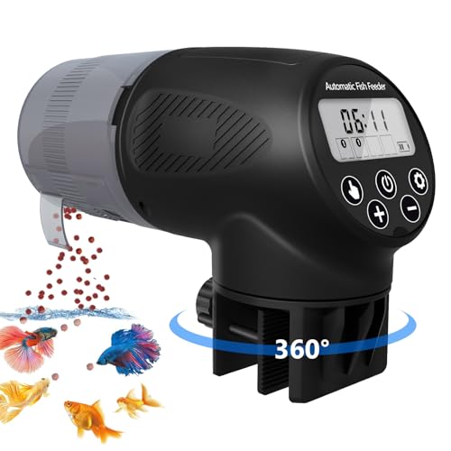Peixes automático aquário alimentador de sala de jantar: Grande aquário comida alimentação temporizador dispensador, pequenas tartarugas & peixes peixes alimentos doseador, para festivais e entre