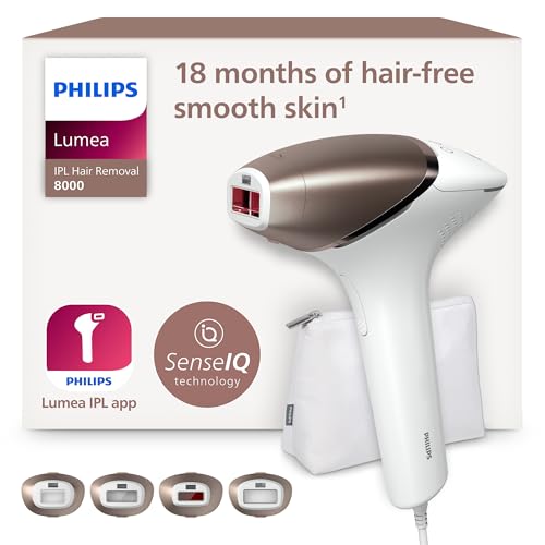 Philips Série 8000, removedor de luz pulsada Lumea, IPL, pele macia de casa, com capa, acessórios para o corpo, rosto, biquíni e axilas, alternativa à remoção a laser. BRI948/00