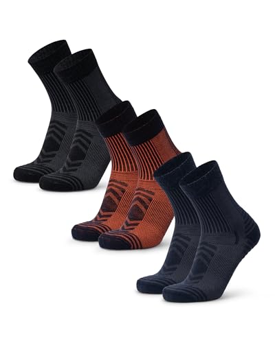 DANISH ENDURANCE Meias leves para caminhadas ao ar livre, caminhadas, lã merino, unissexo, pacote de 3