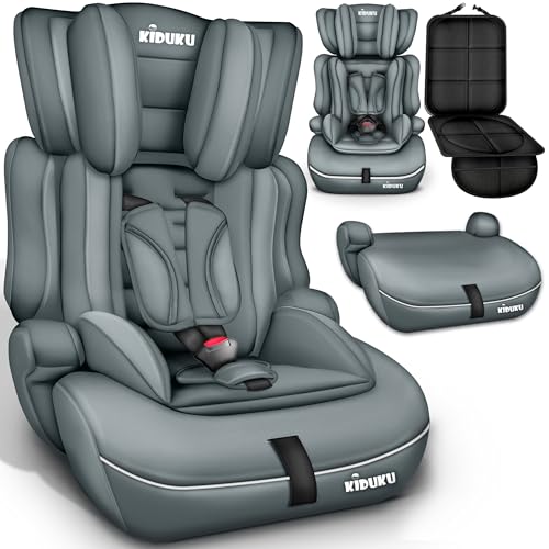KIDUKU® Cadeira de carro bebé 76-150 cm, cresce com a criança, cadeira carro para crianças 15 meses - 12 anos, 9-36 kg, grupo 1/2/3 (cinzento)