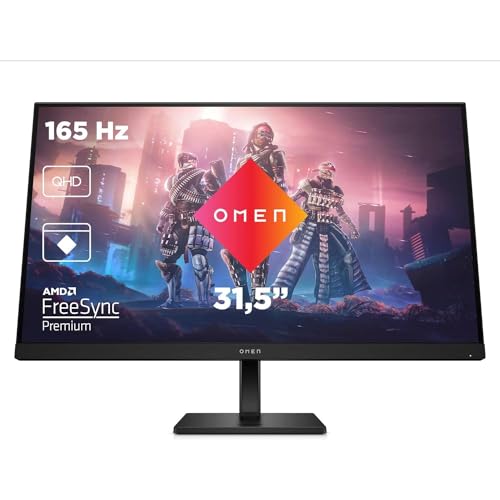 HP OMEN 32q Monitor de jogos QHD de 32" (2560 x 1440 a 165 Hz, IPS, 16:9, 1 ms, HDMI, antirreflexo, DisplayPort, AMD FreeSync Premium, compatível com consolas) preto