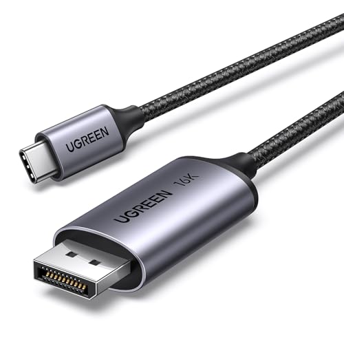 UGREEN Cabo USB C para DisplayPort 2.1 16K 30Hz 8K 60Hz 4K 240Hz HDR VRR Thunderbolt 4 3 compatível com iPhone 16 Plus Pro Max Mac mini M4/M4 Pro iPad Pro Air Surface Pro 8 Galaxy S24 Plus Ultra 1