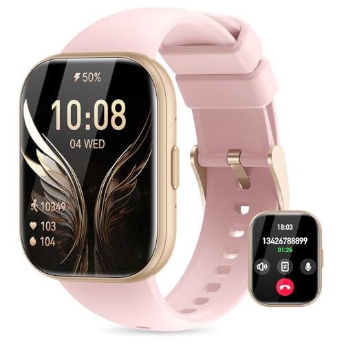 Miecgth Relógio inteligente mulher com SIRI/ET/HRV 1,75" TFT Smartwatch com chamadas Bluetooth IP68 pressão arterial monitor de sono ciclo menstrual Fitness Tracker Android iOS (rosa)