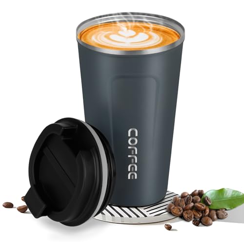 Goodatech Caneca de viagem de café térmico de aço inoxidável, sem BPA vácuo isolado, garrafa de carro, copo com tampa hermética, para café quente/frio, chá e cerveja (azul, 18 oz)
