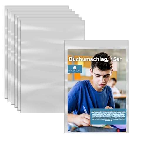15 capas para livros DIN A4, transparentes, para livros, cadernos, capas e capas para cadernos