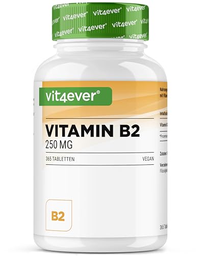 Vitamina B2 (riboflavina) - 250 mg - 365 comprimidos - alta dose, sem aditivos indesejados - vegan
