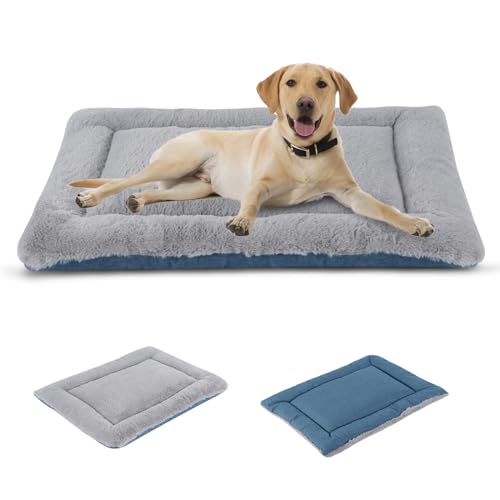IEUUMLER Tapete para cães e gatos, almofada para animais de estimação suave quente, lavável e durável de uso duplo, colchão para cães grandes e médios FC014 (S (60 * 45 cm), cinzento e azul)