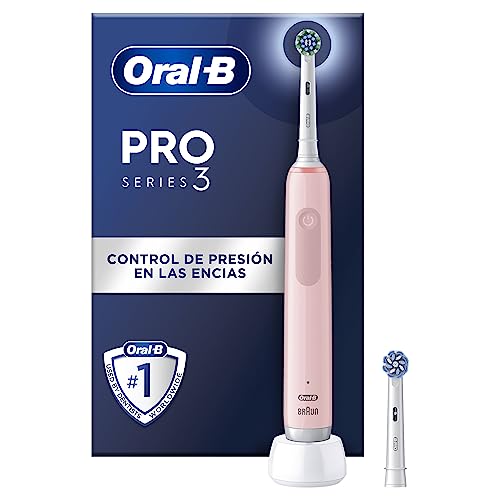 Oral-B Pro Series 3 escova de dentes elétrica com cabo recarregável e 2 cabeças, desenhada por Braun - rosa