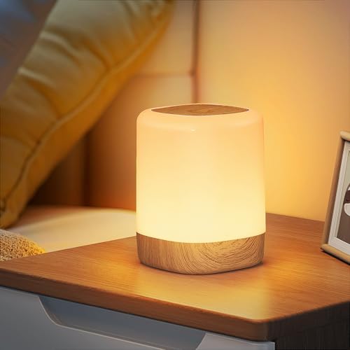 NIBSHOOM Candeeiros de mesa de cabeceira, luz recarregável USB para bebé, toque ajustável, 2 luz quente e 256 RGB cores, temporizador, luz noturna sem cabo para quarto infantil