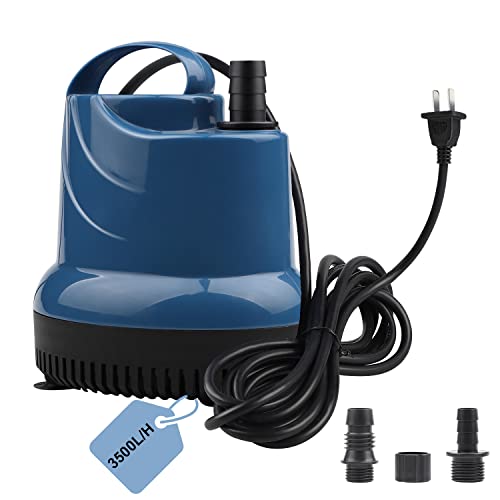EXLECO Mini bomba de água submergível para aquário, 3500 L/H, 80 W, 230 V, altura de extração de 3,3 m, cabo de 2,5 m, diâmetro de saída de 16/20/25 mm, para jardins, aquários, tanques, poços