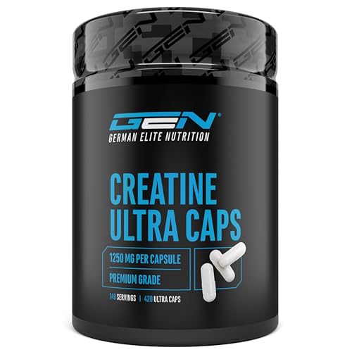 Creatine Ultra Caps - 420 cápsulas com 1250 mg ciascuna di creatina monoidrato pura - Premium: Ultrafine Mesh Factor di 200 - Dose elevata