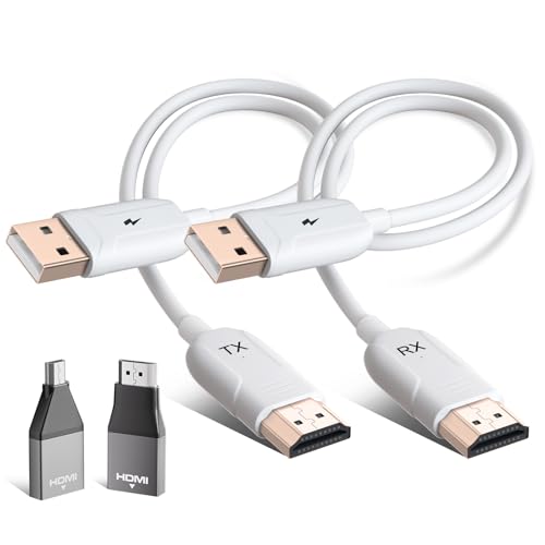 HDMI Sem fios transmissor e receptor, decodificação 4K HDMI Wireless para transmissão de vídeo e áudio em PC/TV Box/projetor/portáteis, transmissão sem fios Plug & Play transmissor, branco