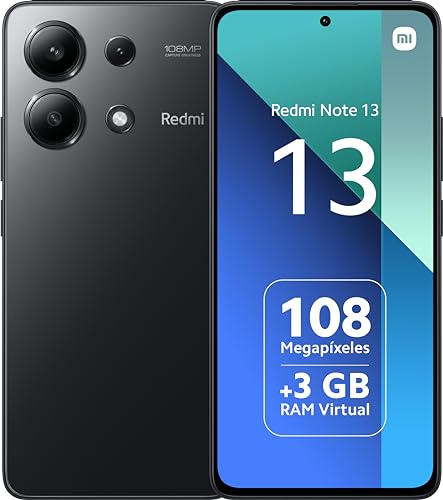 Xiaomi Redmi Note 13 4G Smartphone de 8+128 GB, ecrã de 6,67" AMOLED FHD+ 120Hz, Snapdragon 685, câmara tripla de até 108MP, carregamento rápido de 33W, preto (versão ES)
