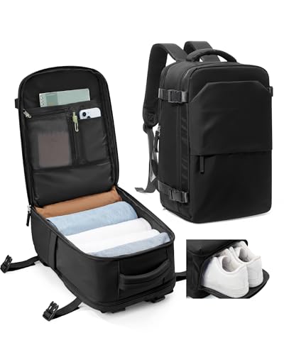 kibachev Mochila leve viagem cabine avion 40 x 20 x 25 homem mochilas de viagem 20 L com sapatilhas, mochila portátil cabine 40 x 30 x 20 mochila mulher trabalho viagem pack