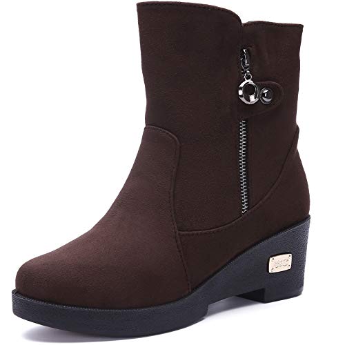 Gaatpot Botas para inverno mulher botins de neve quentes forradas sapatos com salto cunha antiderrapante botas 35-41EU