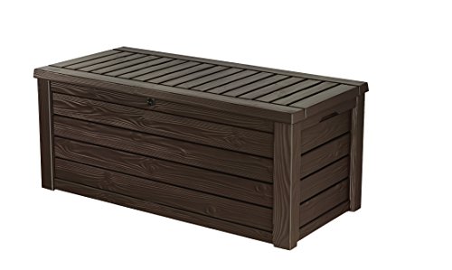 Keter Westwood Arco exterior, baú de armazenamento, capacidade 570 l, resina, cor castanho, ordenação de jardim e terraço, 72,4 x 155 x 64,4 cm