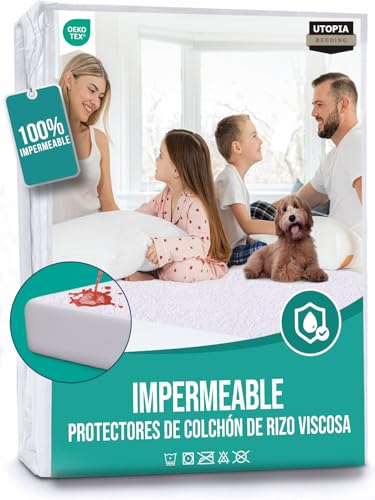 Utopia Bedding Protetor de colchão 90 x 190 x 30 cm, impermeável, viscose, certificação Oeko-Tex, capa colchão respirável, elástico em tudo