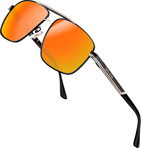 SIPLION Óculos de sol homem polarizados óculos de sol para homem retangulares 1823 preto UV400 CAT 3 CE