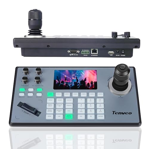 Tenveo Controlador de Joystick de câmara na plataforma de nuvem ecrã LCD prevê o teclado do controlador de Joystick 4d suporte NDI PoE ONVIF Visa Over IP rs422 rs485 RS232 Pelco-D/P