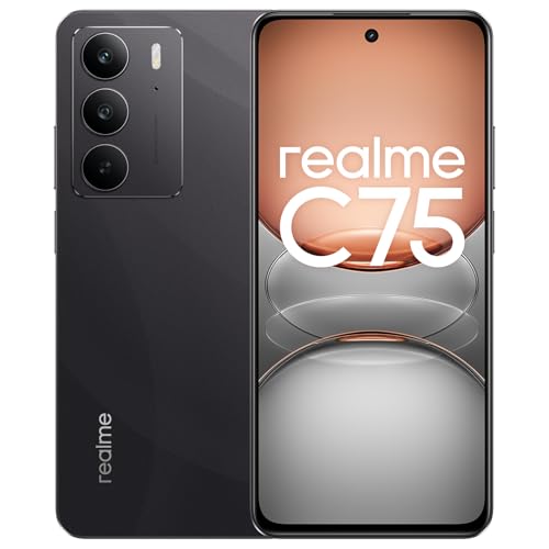 realme Smartphone C75 4G, ecrã FHD de 6,72", bateria de 6000 mAh, telemóvel de 8 + 128 GB, câmara AI de 50 MP, resistente à água e ao pó IP69, hipset Helio G92 MAX, preto, sem adaptador
