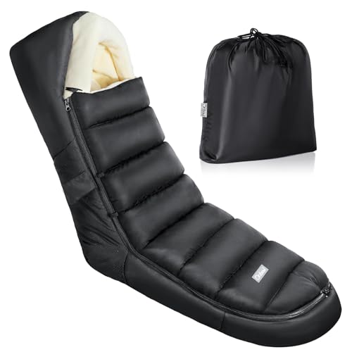 Orzbow Saco para cadeira de passeio universal inverno, saco longo carrinho bebé inverno com fecho de correr, impermeável, grânulos antiderrapantes, quente polar coral removível, lavável na máquina,