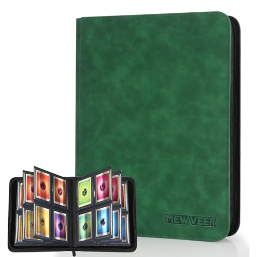 MewVeer Top Loader Álbum de cartas, capacidade para 112 Top Loaders 4 bolsos, pasta carregadores superiores Card Binder para cartão YGO, verde escuro (não para cartas sem um Top Loader)
