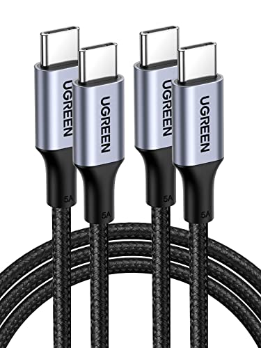 UGREEN 2 Pack Cabo USB C de carregamento rápido PD 3.0 100 W, tipo C compatível com MacBook Air, DELL, iPad iPhone 17 Pro Max Air/16/15 Plus Pro MAX, Galaxy S25 Ultra S24 S23, Pixel 9/8/7, etc. 0.5m