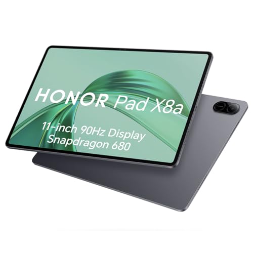 HONOR Pad X8A 4 GB de 128 GB, expansível até 1 TB, Wi-Fi Tablet, ecrã de 90 Hz, Snapdragon 680, 4 altifalantes, bateria 8300 mAh, corpo metálico, Android 14, Google Service, cinzento