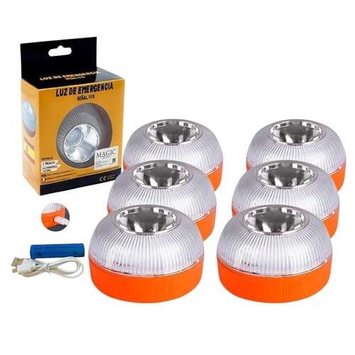 MAGIC SELECT 6X Luz de emergência V16, autorizada para sinalização de emergências na estrada para carro e moto. Lanterna de veículo estampada. Carregador de carro USB duplo.