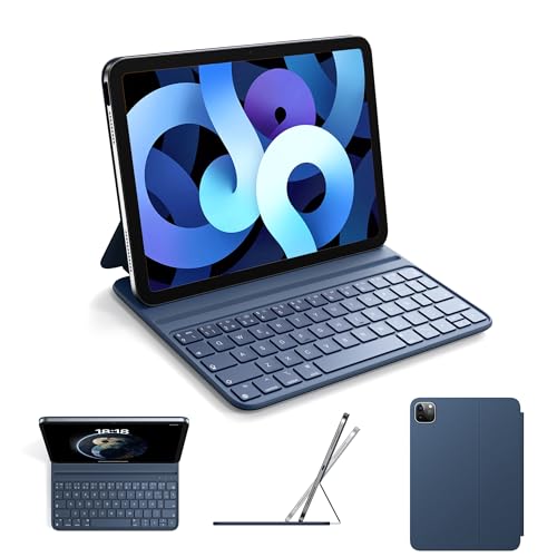 HOU Teclado fino para iPad Air de 11" (M3/M2, 2025/2024) & 5.ª/4.ª geração, Pro 11'' (2018-2022), capa de imitação de couro com teclado, ângulo ergonómico, design do idioma espetro añol Ñ, R Ursa